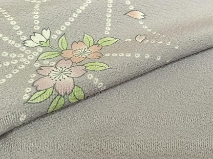 平和屋着物▽上質な小紋 単衣 舞花文 ロング丈 正絹 逸品 AABE0204jh