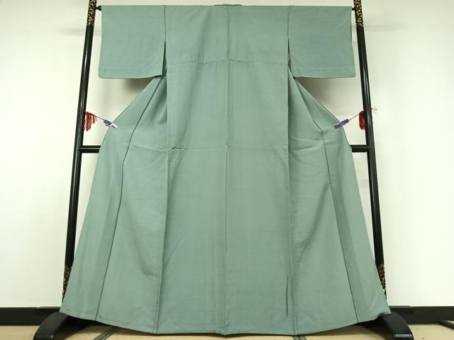 平和屋着物▽上質な色無地 単衣 錆青磁色 正絹 逸品 AABE0207jh