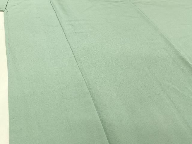 平和屋着物▽上質な色無地 単衣 錆青磁色 正絹 逸品 AABE0207jh