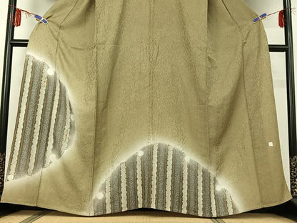 平和屋着物▽林淳一　訪問着　単衣　刺繍　雪輪文　暈し染め　金彩　金糸　正絹　逸品　AABK4620cs