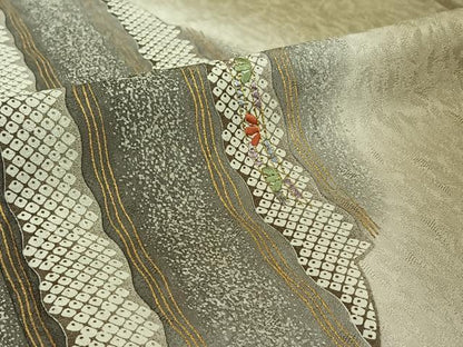 平和屋着物▽林淳一　訪問着　単衣　刺繍　雪輪文　暈し染め　金彩　金糸　正絹　逸品　AABK4620cs