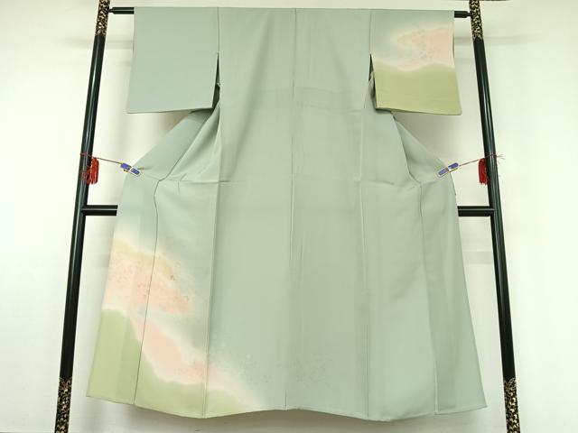 平和屋着物▽訪問着 単衣 草花文 暈し染め 金彩 正絹 逸品 AABE0209jh