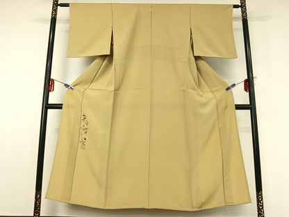 平和屋着物▽訪問着 単衣 総刺繍 駒刺繍 松竹梅文 金銀糸 正絹 逸品 AABE0210jh