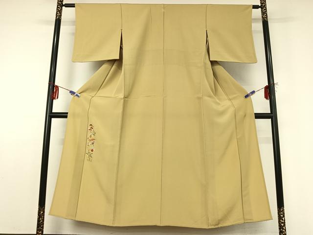 平和屋着物▽訪問着 単衣 総刺繍 駒刺繍 松竹梅文 金銀糸 正絹 逸品 AABE0210jh