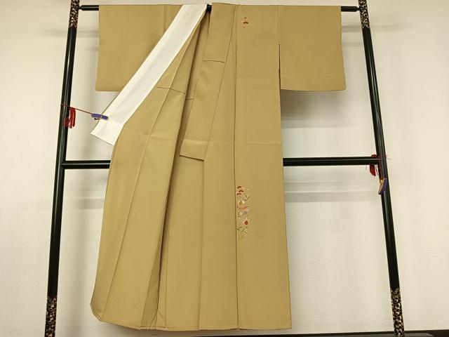 平和屋着物▽訪問着 単衣 総刺繍 駒刺繍 松竹梅文 金銀糸 正絹 逸品 AABE0210jh