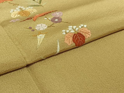 平和屋着物▽訪問着 単衣 総刺繍 駒刺繍 松竹梅文 金銀糸 正絹 逸品 AABE0210jh