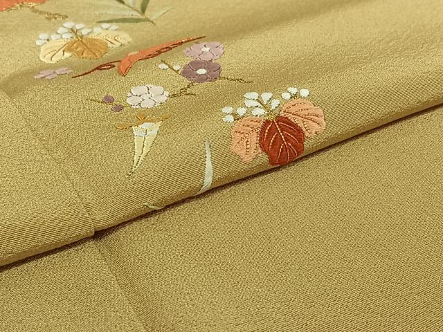 平和屋着物▽訪問着 単衣 総刺繍 駒刺繍 松竹梅文 金銀糸 正絹 逸品 AABE0210jh