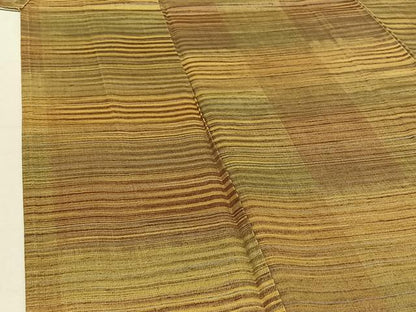 平和屋着物▽上質な紬 単衣 横段文 正絹 逸品 AABE0211jh