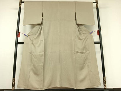 平和屋着物▽お召 単衣 縞 正絹 逸品 AABE0213jh
