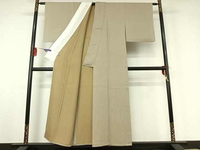 平和屋着物▽お召 単衣 縞 正絹 逸品 AABE0213jh