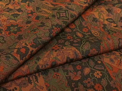 平和屋着物▽上質な紬 単衣 更紗花文 正絹 逸品 AABE0214jh