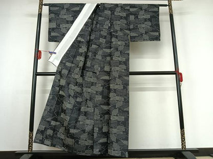 平和屋着物▽上質な紬 単衣 籬文 正絹 逸品 AABE0216jh