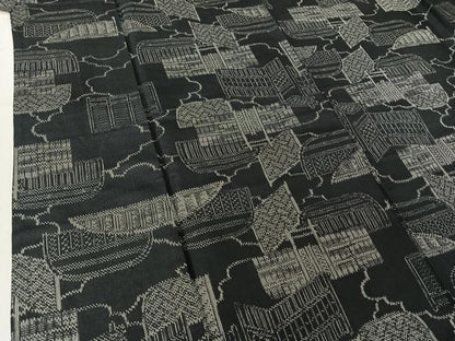 平和屋着物▽上質な紬 単衣 籬文 正絹 逸品 AABE0216jh
