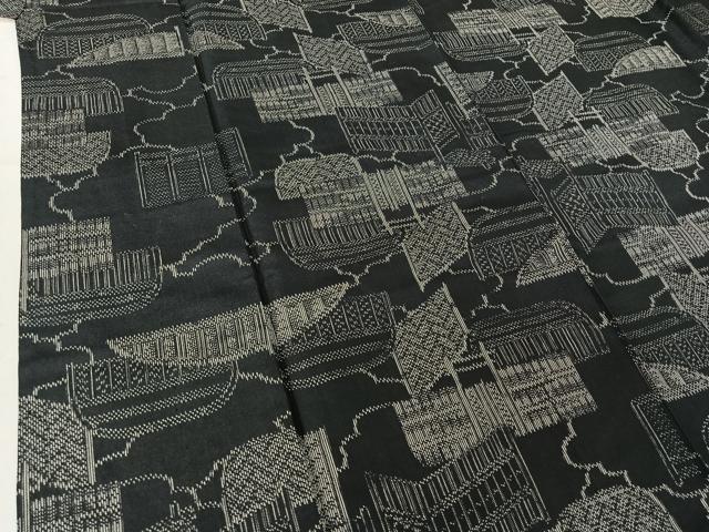 平和屋着物▽上質な紬 単衣 籬文 正絹 逸品 AABE0216jh