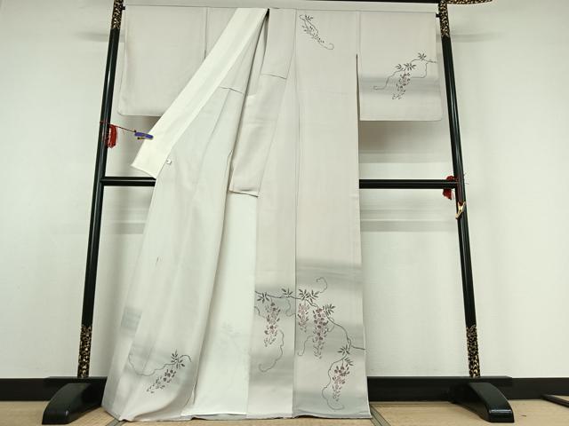 平和屋着物▽訪問着 単衣 作家物 手描き 藤花房 暈し染め 正絹 逸品 AABE0220jh