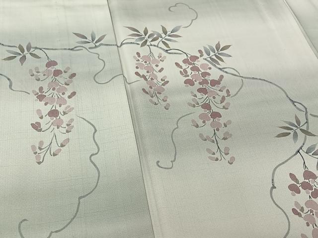 平和屋着物▽訪問着 単衣 作家物 手描き 藤花房 暈し染め 正絹 逸品 AABE0220jh