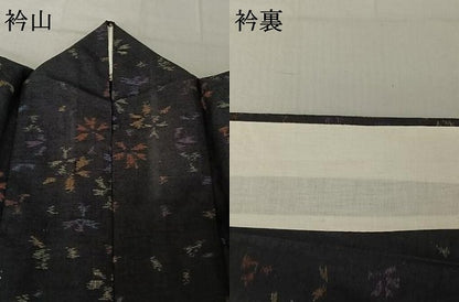 平和屋着物▽上質な紬　単衣　舞花文　正絹　逸品　AABE0221jh