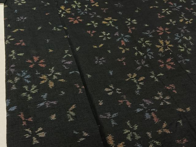 平和屋着物▽上質な紬　単衣　舞花文　正絹　逸品　AABE0221jh