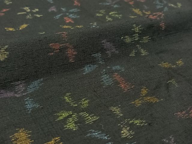 平和屋着物▽上質な紬　単衣　舞花文　正絹　逸品　AABE0221jh