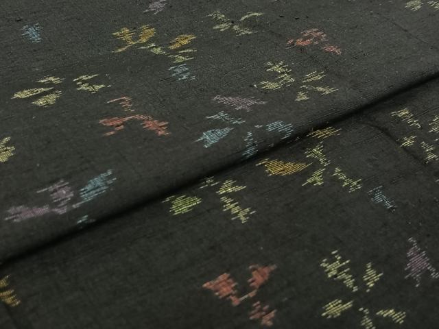 平和屋着物▽上質な紬　単衣　舞花文　正絹　逸品　AABE0221jh