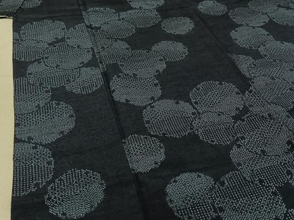 平和屋着物▽上質な紬 単衣 雪輪文 正絹 逸品 AABE0223jh