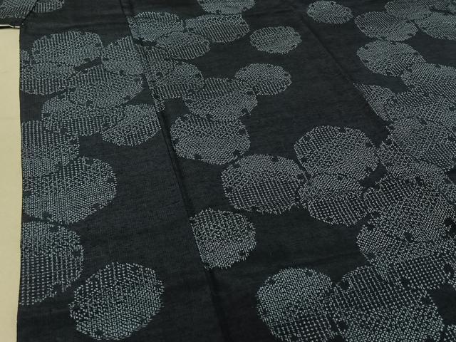 平和屋着物▽上質な紬 単衣 雪輪文 正絹 逸品 AABE0223jh