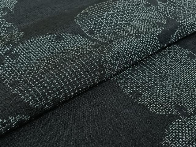 平和屋着物▽上質な紬 単衣 雪輪文 正絹 逸品 AABE0223jh