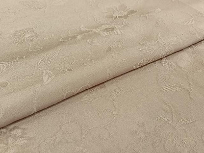 平和屋着物▽上質な色無地 単衣 花唐草地紋 灰桜色 正絹 逸品 AABE0224jh