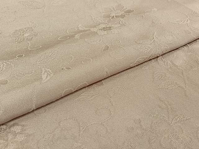 平和屋着物▽上質な色無地 単衣 花唐草地紋 灰桜色 正絹 逸品 AABE0224jh