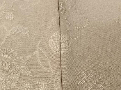 平和屋着物▽上質な色無地 単衣 花唐草地紋 灰桜色 正絹 逸品 AABE0224jh