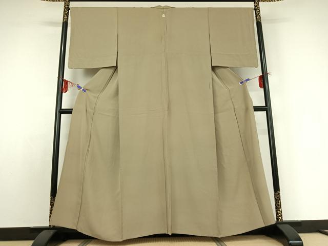 平和屋着物▽上質な色無地 単衣 利休白茶色 正絹 逸品 AABE0225jh