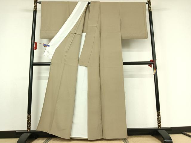 平和屋着物▽上質な色無地 単衣 利休白茶色 正絹 逸品 AABE0225jh