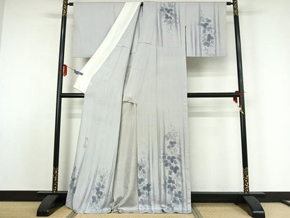 平和屋着物▽訪問着 単衣 作家物 手描き 葡萄 正絹 逸品 AABE0227jh