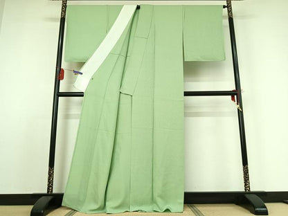 平和屋着物▽上質な色無地 単衣 花尽くし地紋 夏虫色 正絹 逸品 AABE0228jh