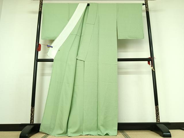 平和屋着物▽上質な色無地 単衣 花尽くし地紋 夏虫色 正絹 逸品 AABE0228jh