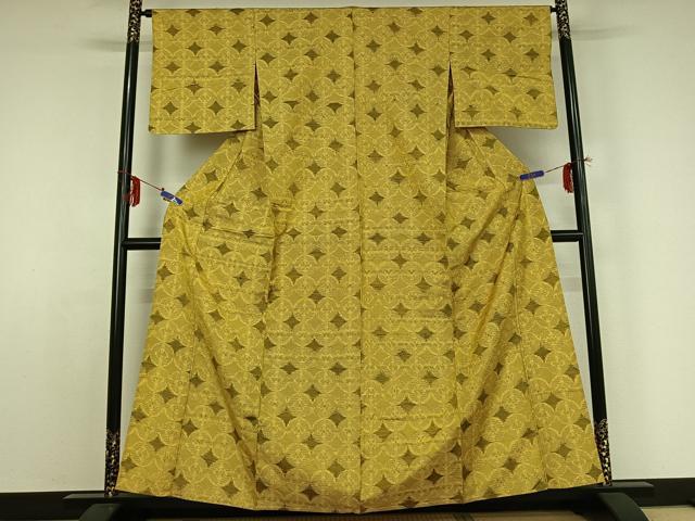 平和屋着物▽上質な紬 単衣 七宝 正絹 逸品 AABE0231jh