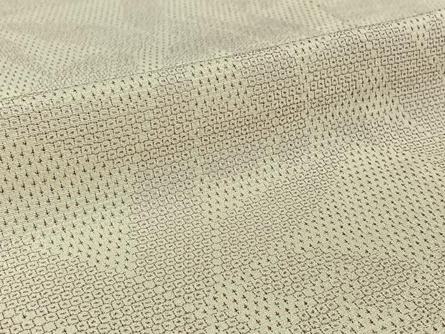 平和屋着物▽本塩沢 単衣 110亀甲 笹の葉文 正絹 逸品 AABE0233jh
