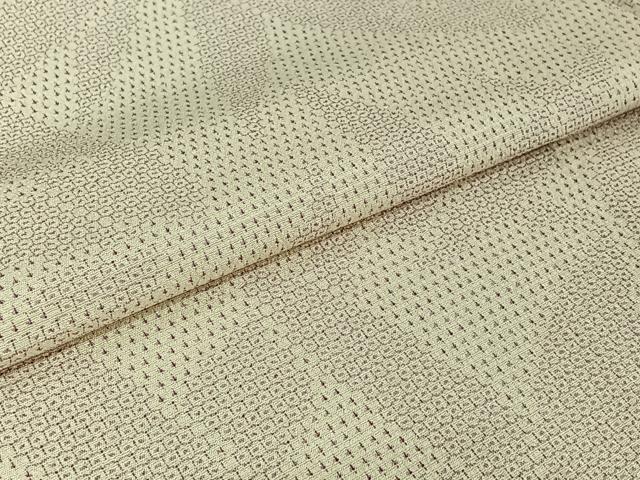 平和屋着物▽本塩沢 単衣 110亀甲 笹の葉文 正絹 逸品 AABE0233jh