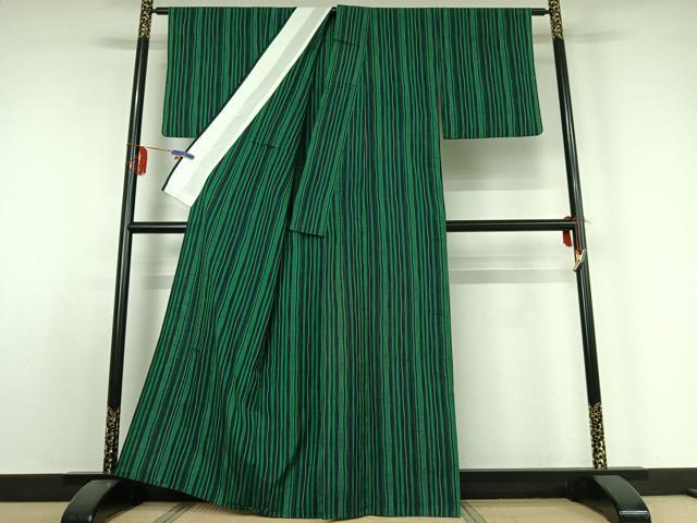 平和屋着物▽上質な紬 単衣 立涌文 正絹 逸品 AABE0234jh