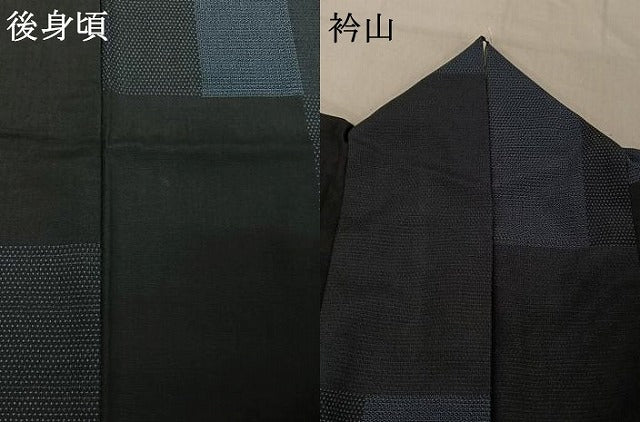 平和屋着物▽本塩沢 単衣 150亀甲 短冊文 正絹 逸品 AABE0235jh