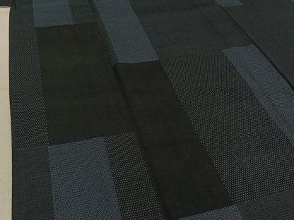 平和屋着物▽本塩沢 単衣 150亀甲 短冊文 正絹 逸品 AABE0235jh
