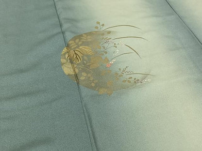 平和屋着物▽訪問着 単衣 刺繍 花丸文 金彩 正絹 逸品 AABE0240jh