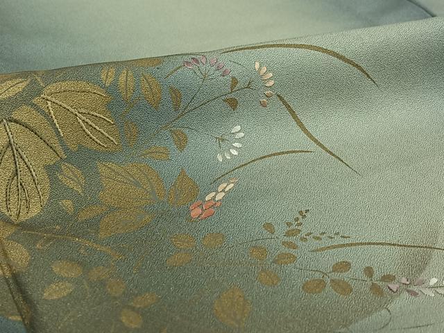 平和屋着物▽訪問着 単衣 刺繍 花丸文 金彩 正絹 逸品 AABE0240jh