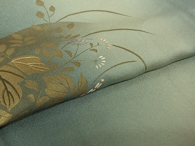 平和屋着物▽訪問着 単衣 刺繍 花丸文 金彩 正絹 逸品 AABE0240jh