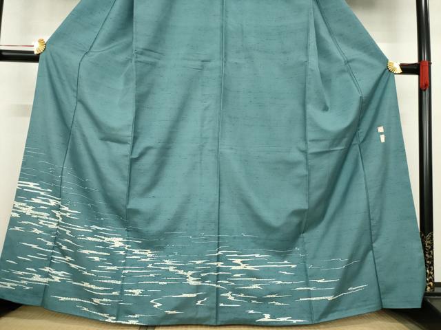 平和屋着物●石川県指定無形文化財　牛首紬　白山工房　手織り　大東久恭　訪問着　流水文　ろうけつ染め　正絹　逸品　AABE0252ck