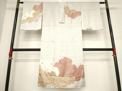 平和屋着物●長襦袢 無双仕立て 絞り 刺繍 道長花文 金彩 正絹 逸品 AABE0254ck