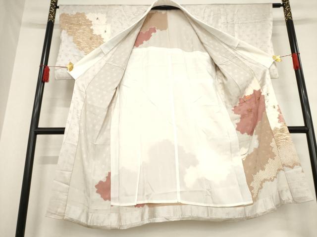 平和屋着物●長襦袢 無双仕立て 絞り 刺繍 道長花文 金彩 正絹 逸品 AABE0254ck