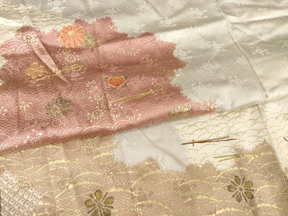 平和屋着物●長襦袢 無双仕立て 絞り 刺繍 道長花文 金彩 正絹 逸品 AABE0254ck