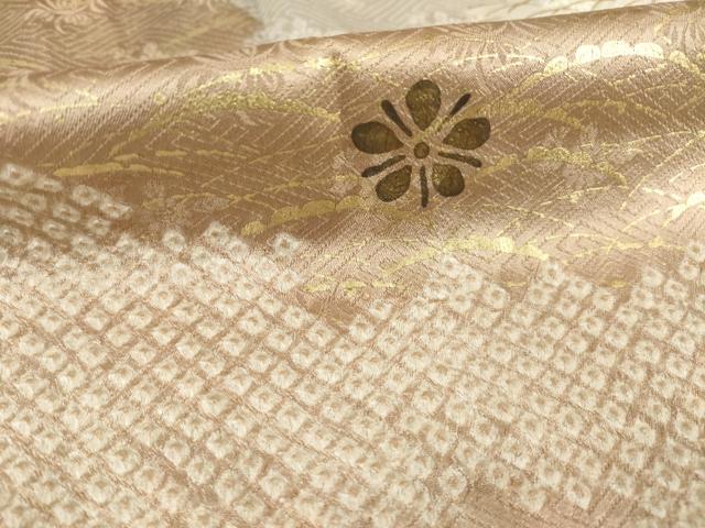 平和屋着物●長襦袢 無双仕立て 絞り 刺繍 道長花文 金彩 正絹 逸品 AABE0254ck