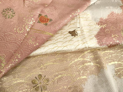 平和屋着物●長襦袢 無双仕立て 絞り 刺繍 道長花文 金彩 正絹 逸品 AABE0254ck